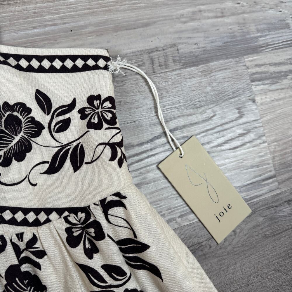 NWT Joie Linen Blend Floral Midi Maxi Dress Cream Smocked Resort M - Picture 5 of 8